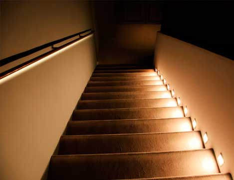 Lumières LED dans un escalier