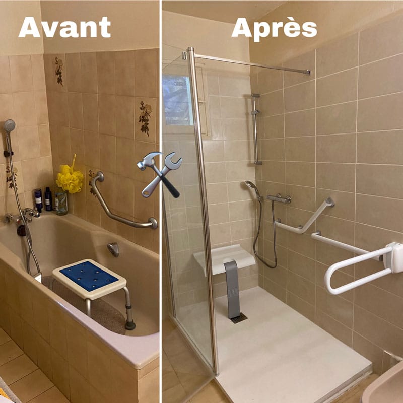 Montélimar - Drôme : Remplacement d’une Baignoire par une Douche Accessible et Sécurisée Sénior avec Receveur Extra-plat Antidérapant.